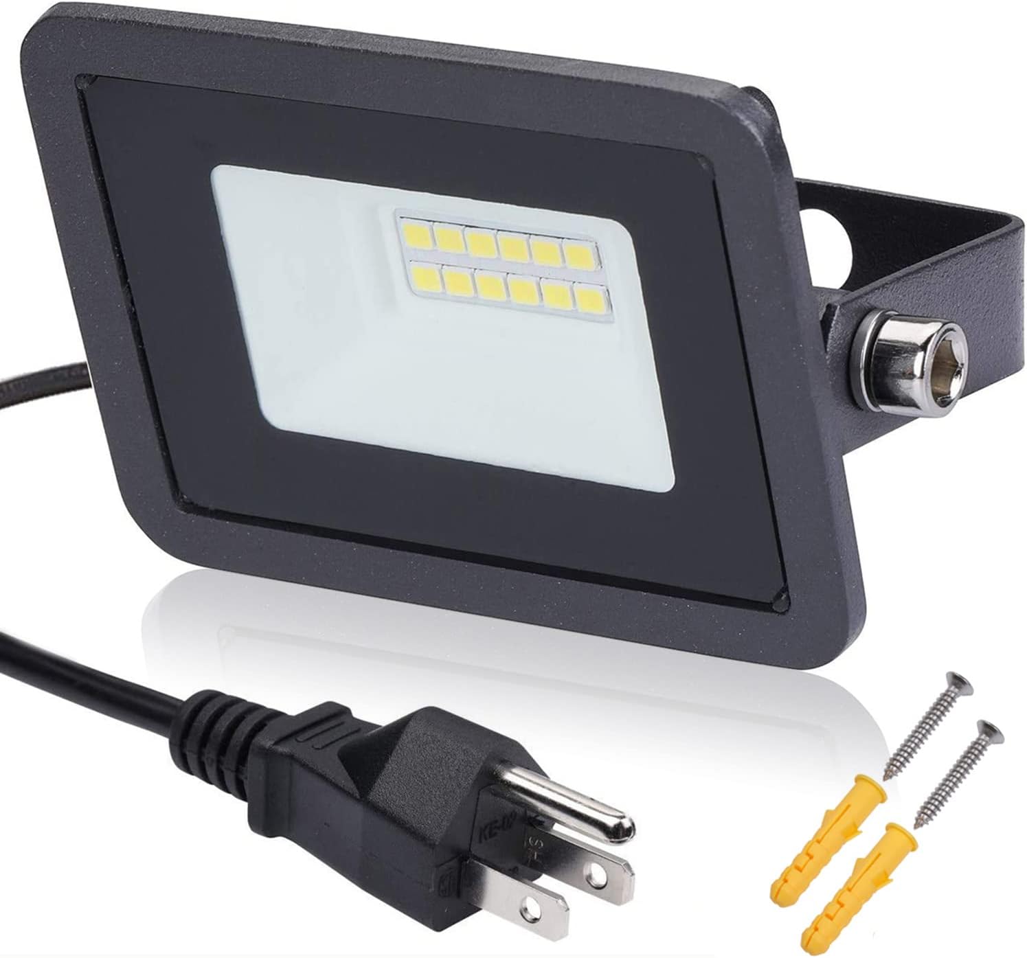 MIWAT 5Pack 10W Warm White LED Flood Light Outdoor, LED Work Light, Plug and Play, Waterproof Outdoor Floodlights for Yard, Garden, Playground 3x2