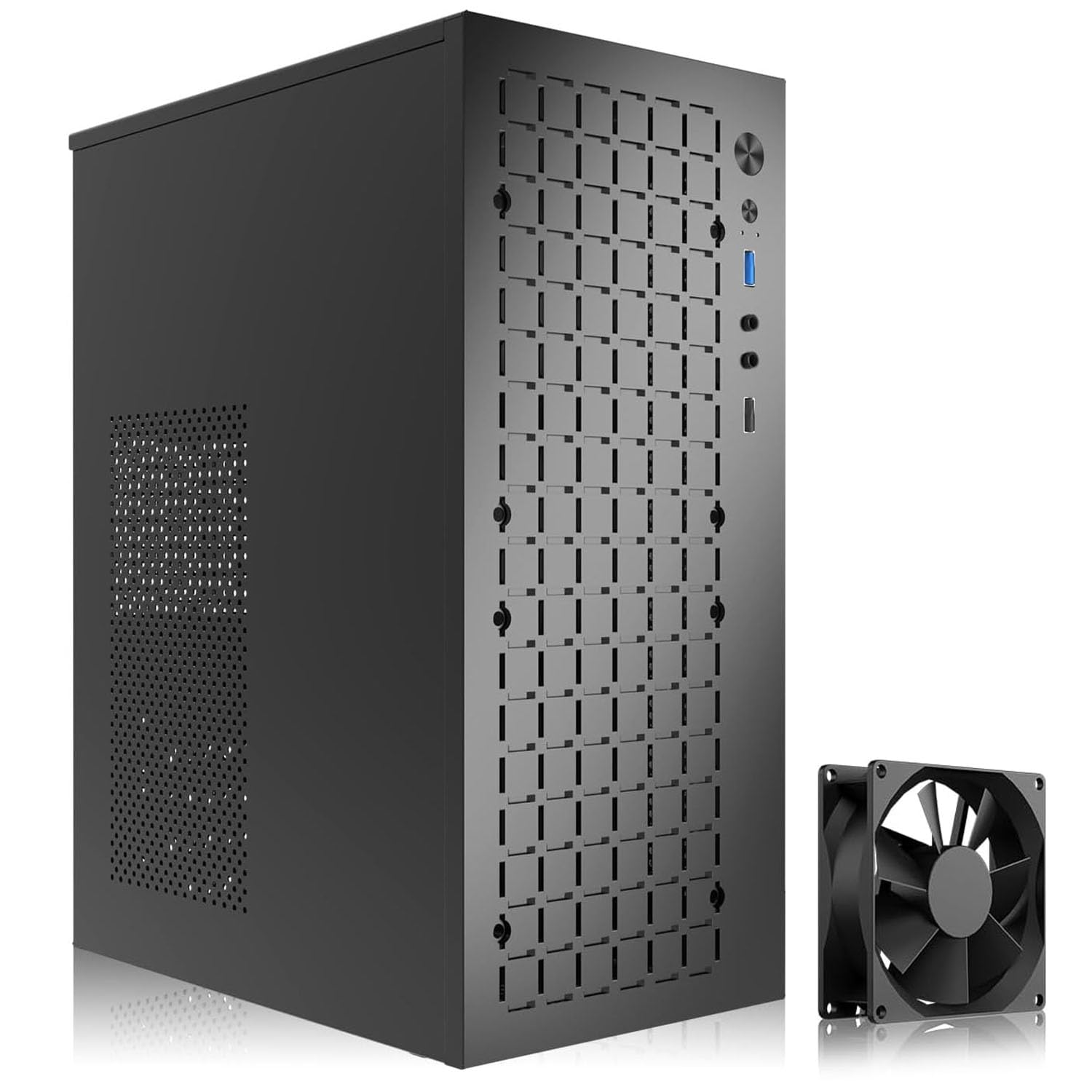 matx case,High Airflow Micro ATX PC Case, Support MATX, Mini-ITX, Micro ATX case Slim with USB3.0x1 I/O Port, Black with 80MM Fans