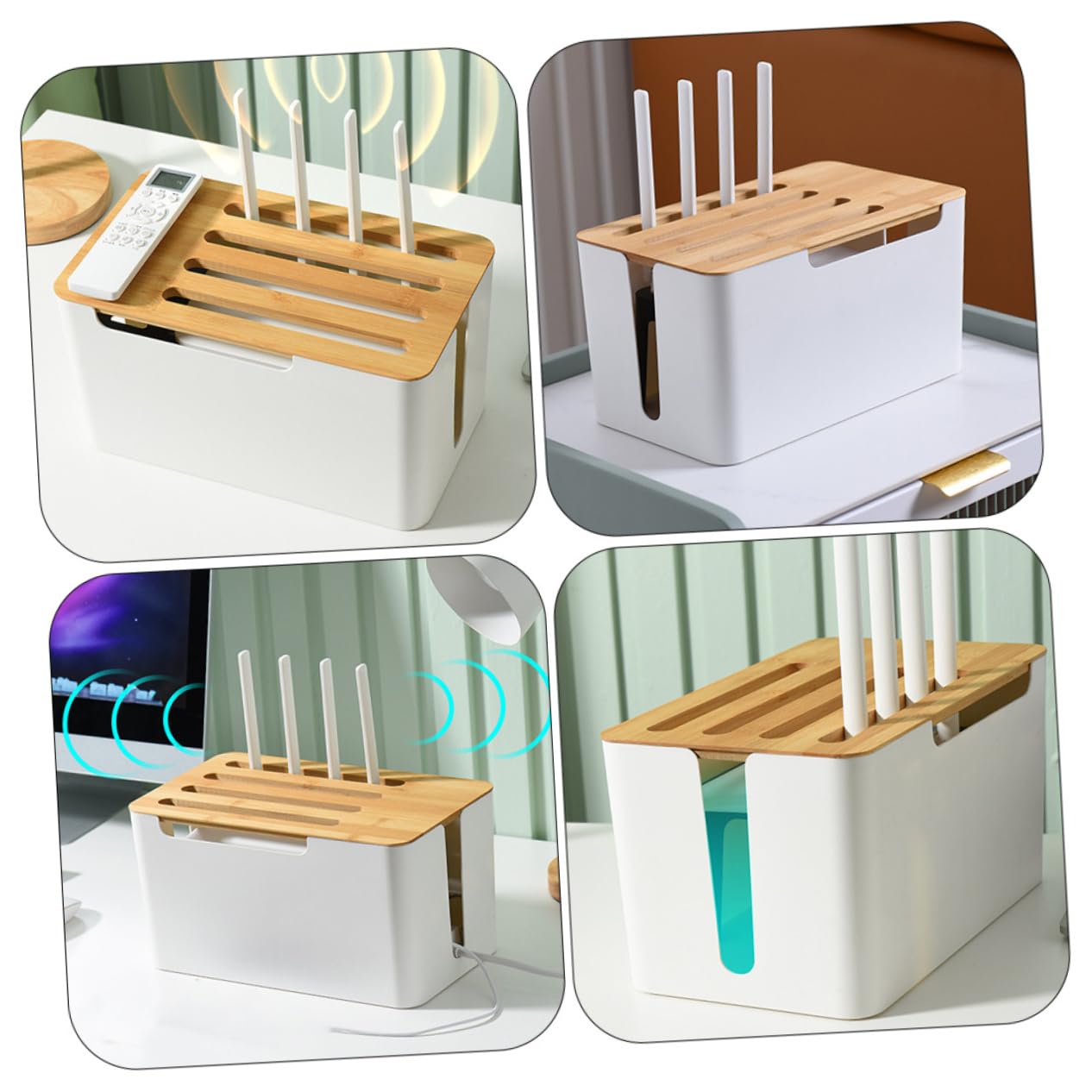 Housoutil Kabelorganisationsbox Kabelaufbewahrungsbox Kabelbox für Router Powerline-Manager-Box Kabelkoffer Kabelorganisatorbox für Bad Wc Küche Wohnzimmer