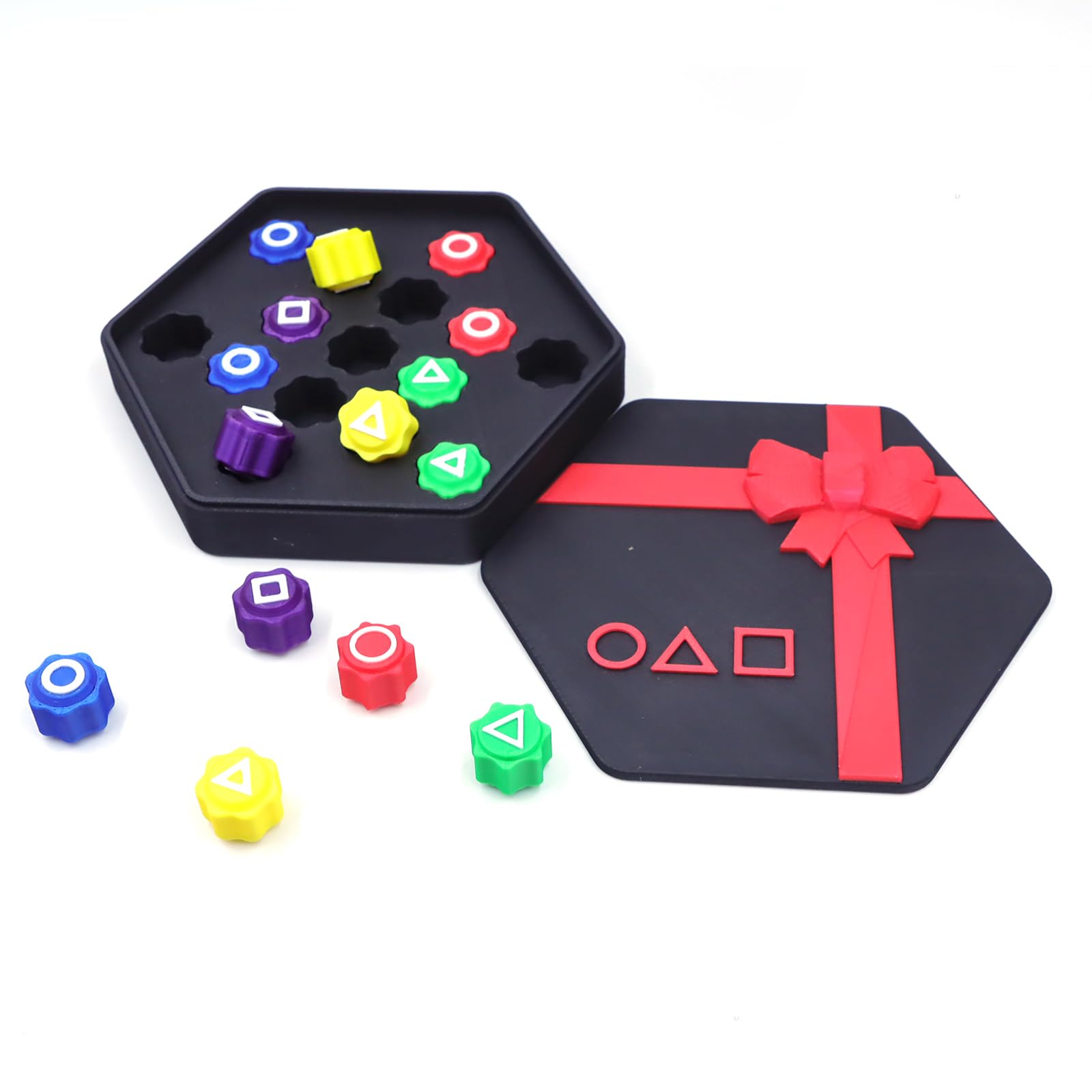 KoovDem Traditional Tossing Game,Gongi Korean Folk Game Set Family Travel Gongi Folk Set Pieces Dice with Base (Hexagonal Gift Box)