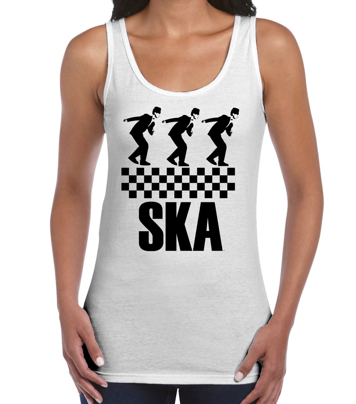 Tribal T-Shirts Womens Ska Dancers Vest Vest Top (Large, White)