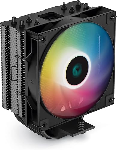 DeepCool GAMMAXX AG400 BK ARGB Enfriador de aire para CPU, totalmente negro, 5V-3Pin Sync 220w TDP 0.236 in x 4 tubos de calor de cobre con
