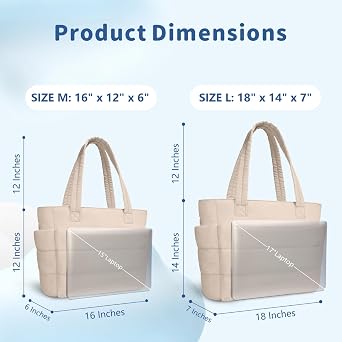 TOPDesign Puffer Tote Bag for Women, Lightweight Puffy Handbag with Compartments, Quilted Shoulder Bag for Work, Travel, Gym