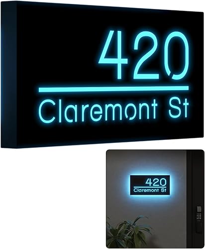 Miniatura 8 de 12V Backlit House Numbers for House,Personalised Illuminated Numbers,Address Plaque Lighted with LED,Housewarming Gift (30X15CM, White Light)