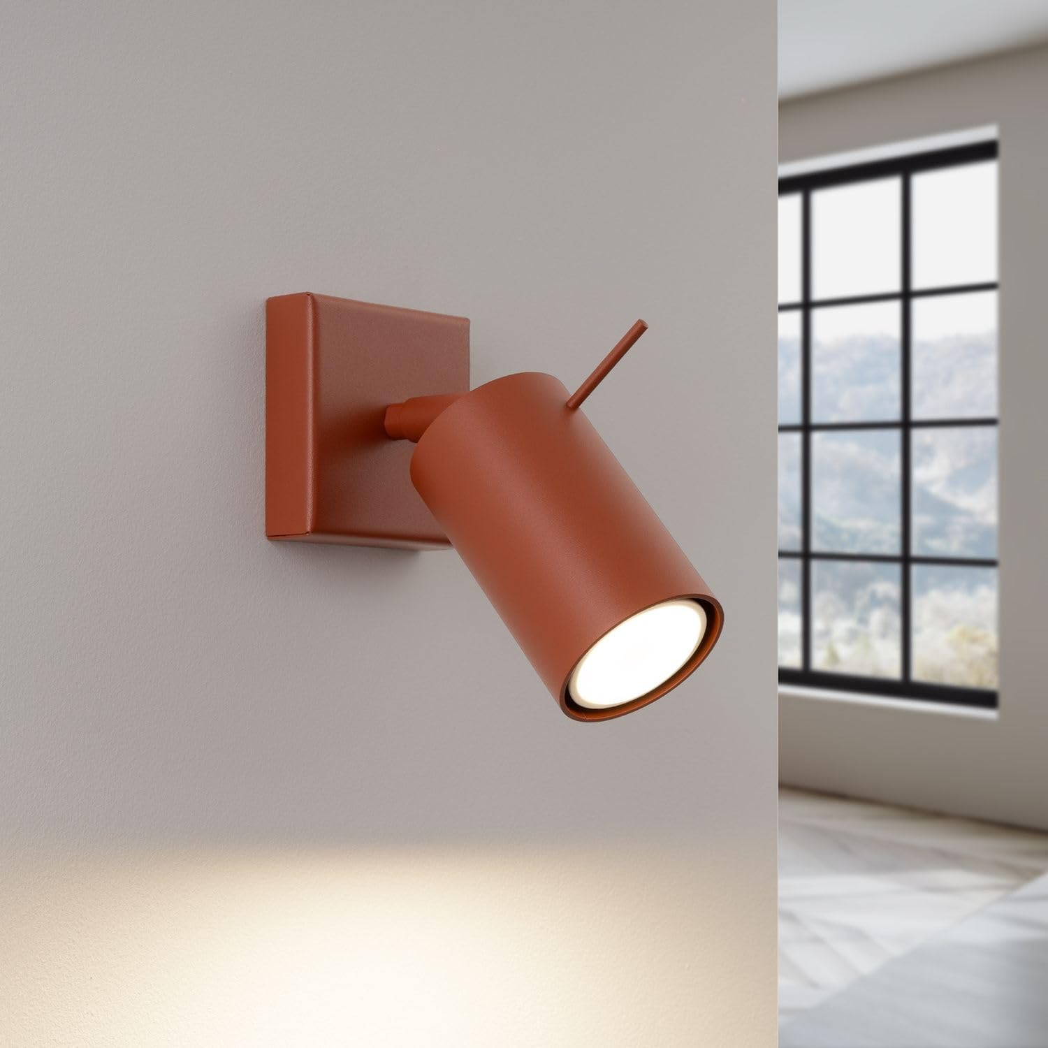 Licht-Erlebnisse Wandspot GU10 verstellbar Ockerrot Stahl B:8 cm Modern flexibel akzentuiert Büro Arbeitszimmer Schlafzimmer Leselampe Wandstrahler Wohnzimmer