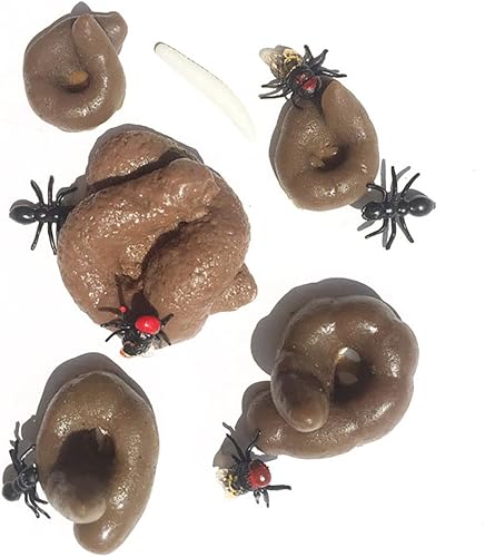 Miniatura 3 de Cooplay 24 piezas de caca de perro falsa realista, cucaracha, moscas de mosca, gusano flotante de Halloween para el día de los inocentes, broma de