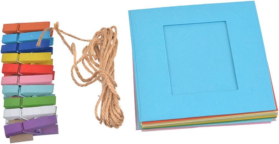Souarts Paper Photo Frame DIY Wall Art Picture Hanging Album with Rope Line Clips