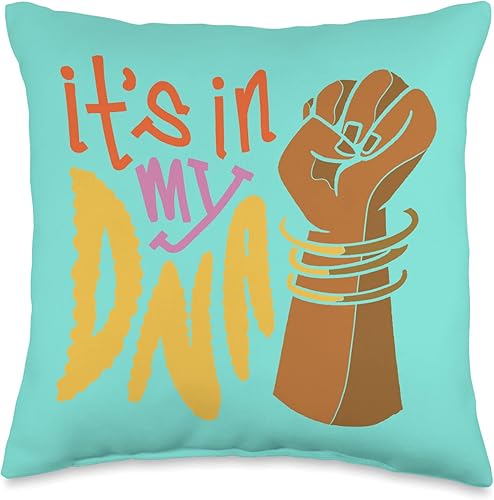 Africa  Black History Month  Unity  Pride It's In My DNA  Mes de la historia negra  Almohada afroamericana, 16 x 16 pulgadas, multicolor