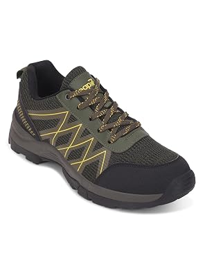Liberty Leap7x MOUNTAIN2E Men Sports Lacing Running Shoes - Black & Olive Green | Comfortable and Durable - Suitable for Lace-Up Walking, Gym, Jogging and Outdoor Shoes for Man - Cushioned Footbed