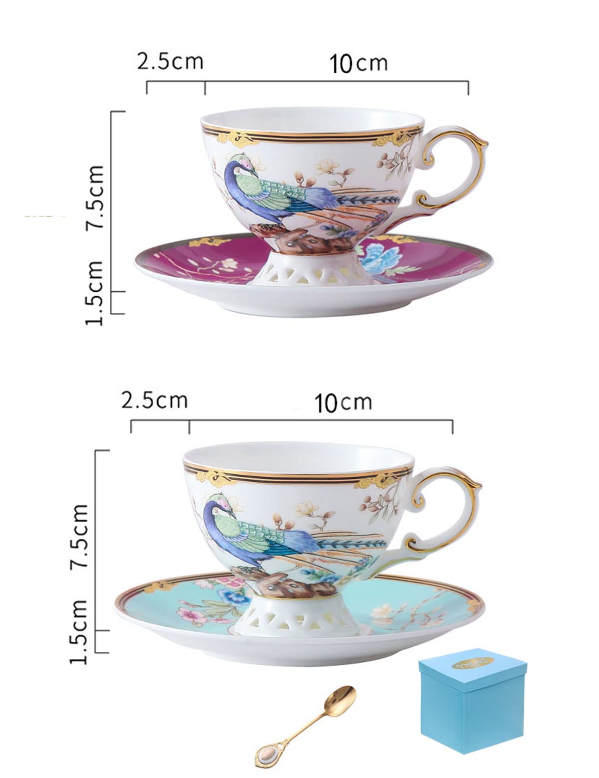 Amazon | 中華風ボーンチャイナコーヒーカップセット ソーサースプーン