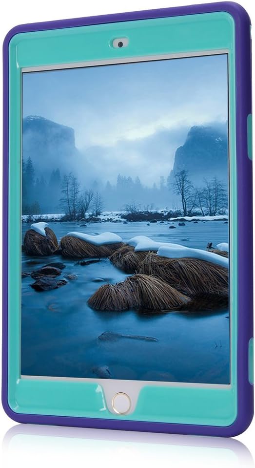 iPad Mini 4 Case, iPad A1538/A1550 Case, Hocase Rugged Shockproof Anti-Slip Hybrid Hard Shell+Silicone Rubber Bumper Protective Case for Apple iPad Mini 4th Generation 2015 - Purple/Teal