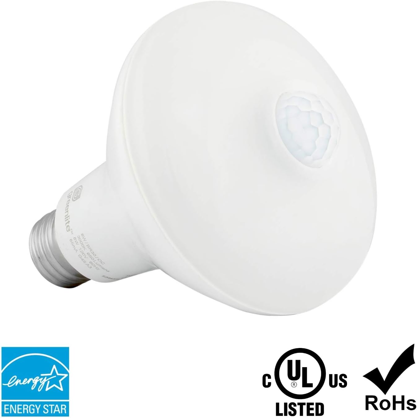Greenlite BR30 E26 Medium LED Motion Activated Bulb Bright White 65 Watt Equivalence 1 Pk.