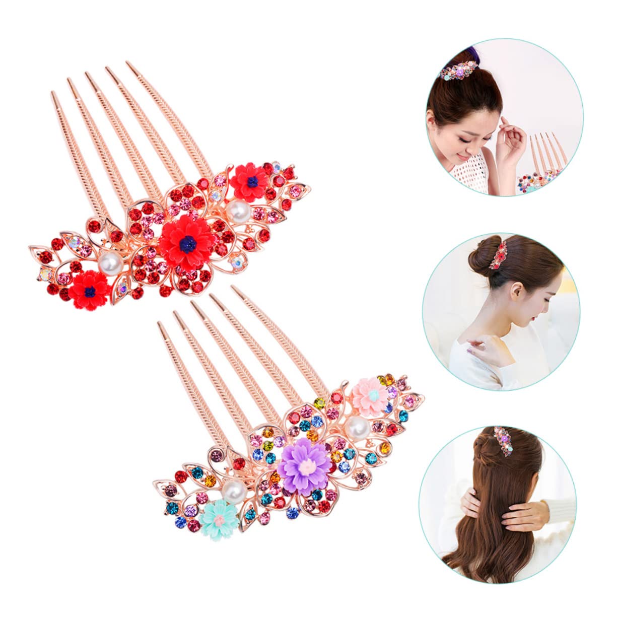 FRCOLOR 8stücke Haarkämme Mit Strassblumen Elegante Haarklammern Für Damen Hochzeits-haarschmuck Und Accessoires Für Besondere Anlässe Rutschfest Und Einfach Zu Tragen