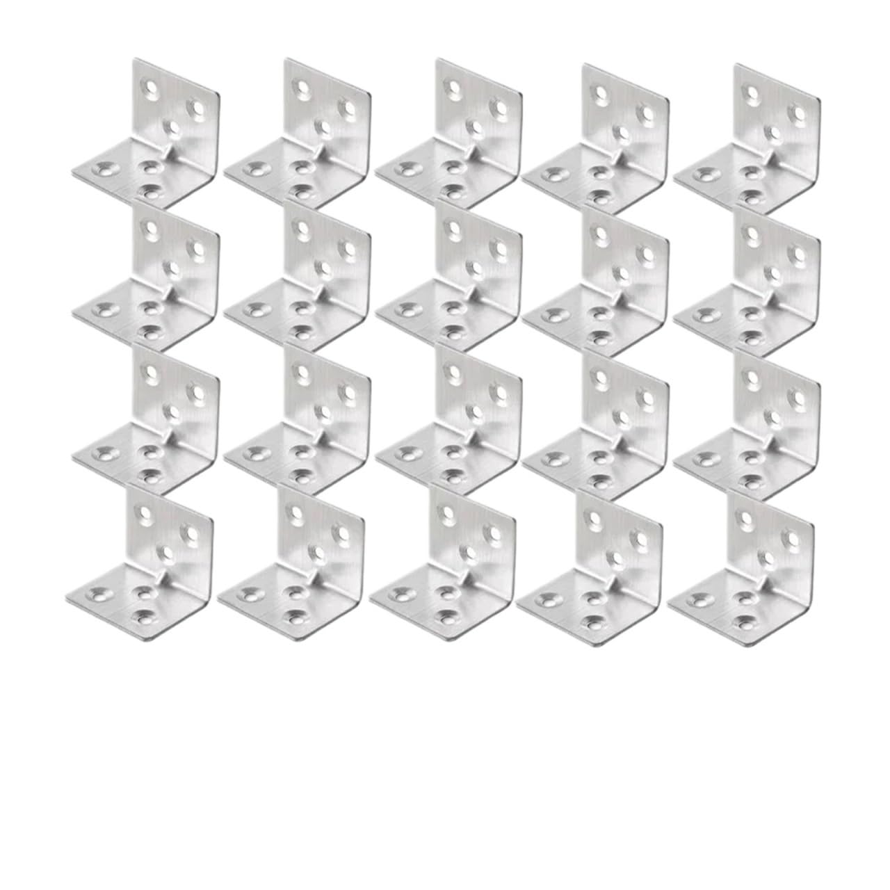 Universal Stainless Steel Corner Bracket 90 Degree L-Shaped Right Angle Fixed Brace Fastener for Wood Furniture Bedframe Cabinet(20PCS-(6 Holes))