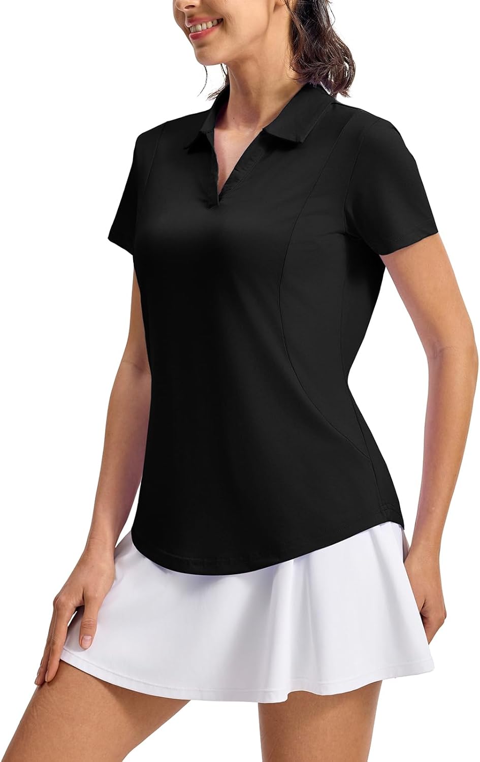 YSENTO Womens Golf Apparel Shirts Clothes V-Neck Tops Collared UPF 50+ Dry Fit Short Sleeve Tennis Polo Shirts - Image 4