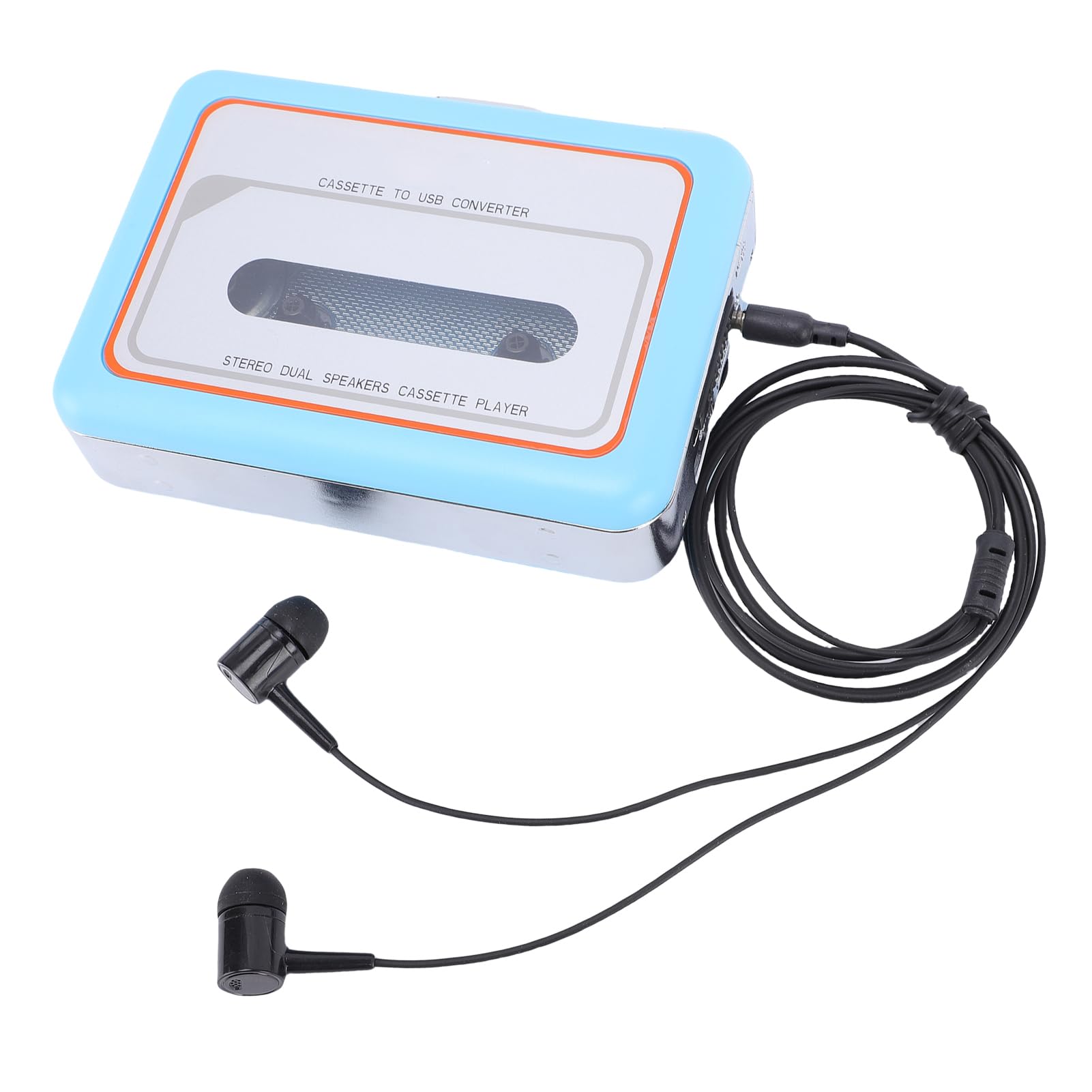 CHICIRIS Lettore di Cassette Portatile USB e Convertitore MP3 per Appassionati di Musica con Jack da 3,5 Mm e Altoparlante Grande (BLUE)