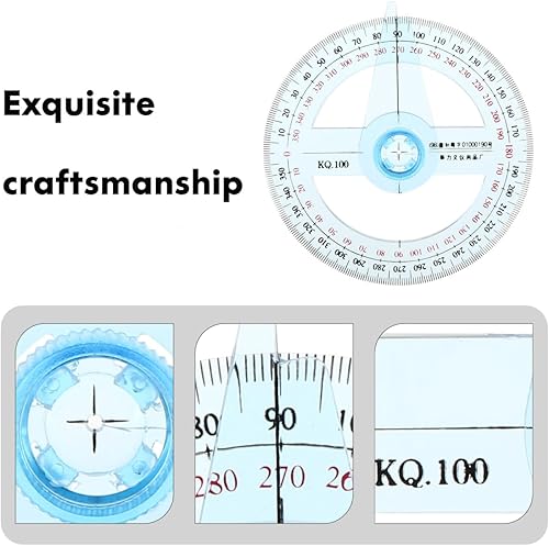 Miniatura 2 de Transportador de 360, paquete de 15, transportador circular de plástico azul transparente, reglas redondas, herramientas de dibujo para educación