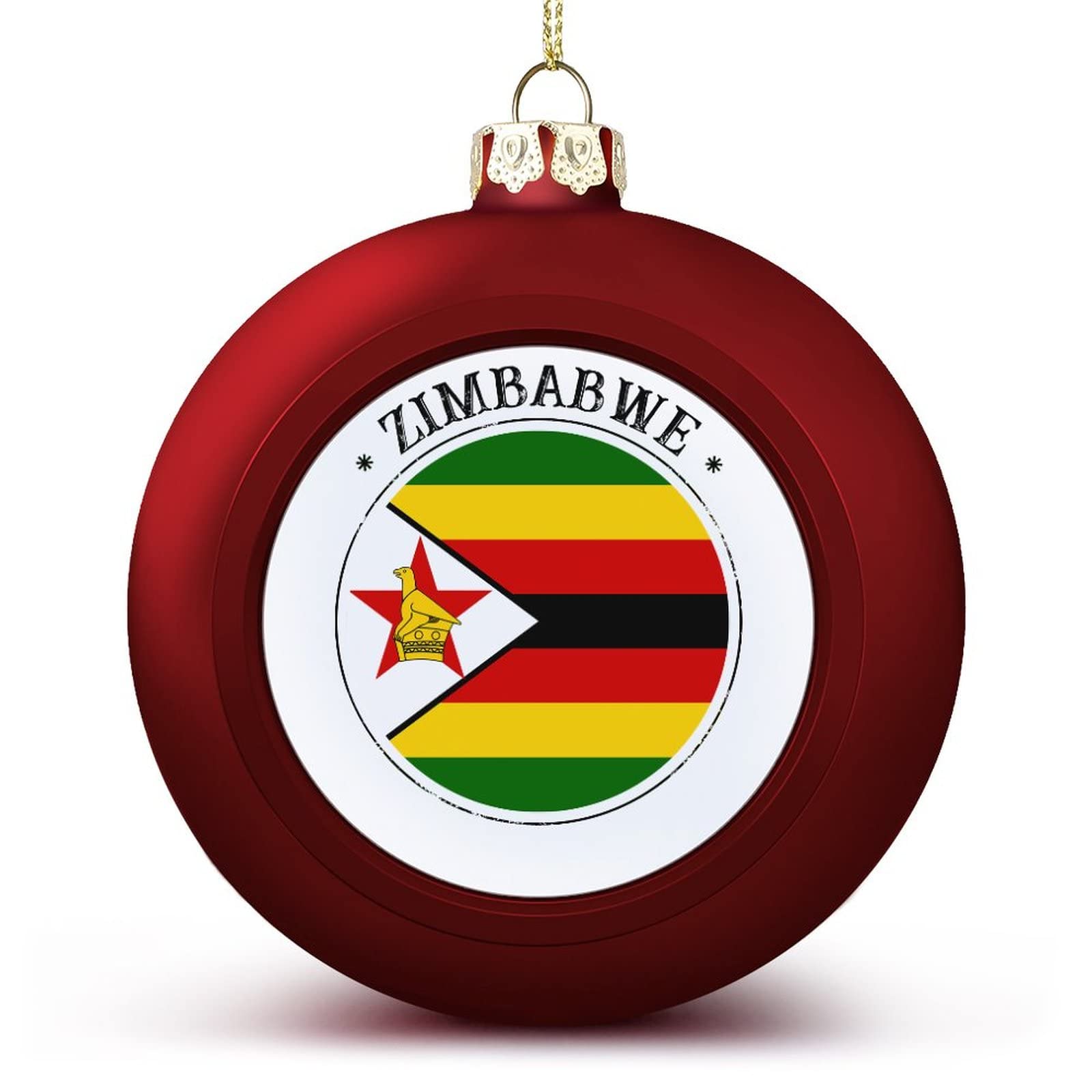 National Flag Ball Ornaments, Zimbabwe Flag Ball Ornaments for Christmas Tree Decoration, Red Zimbabwe Christmas Ball Ornament Xmas Baubles For Kids Friends