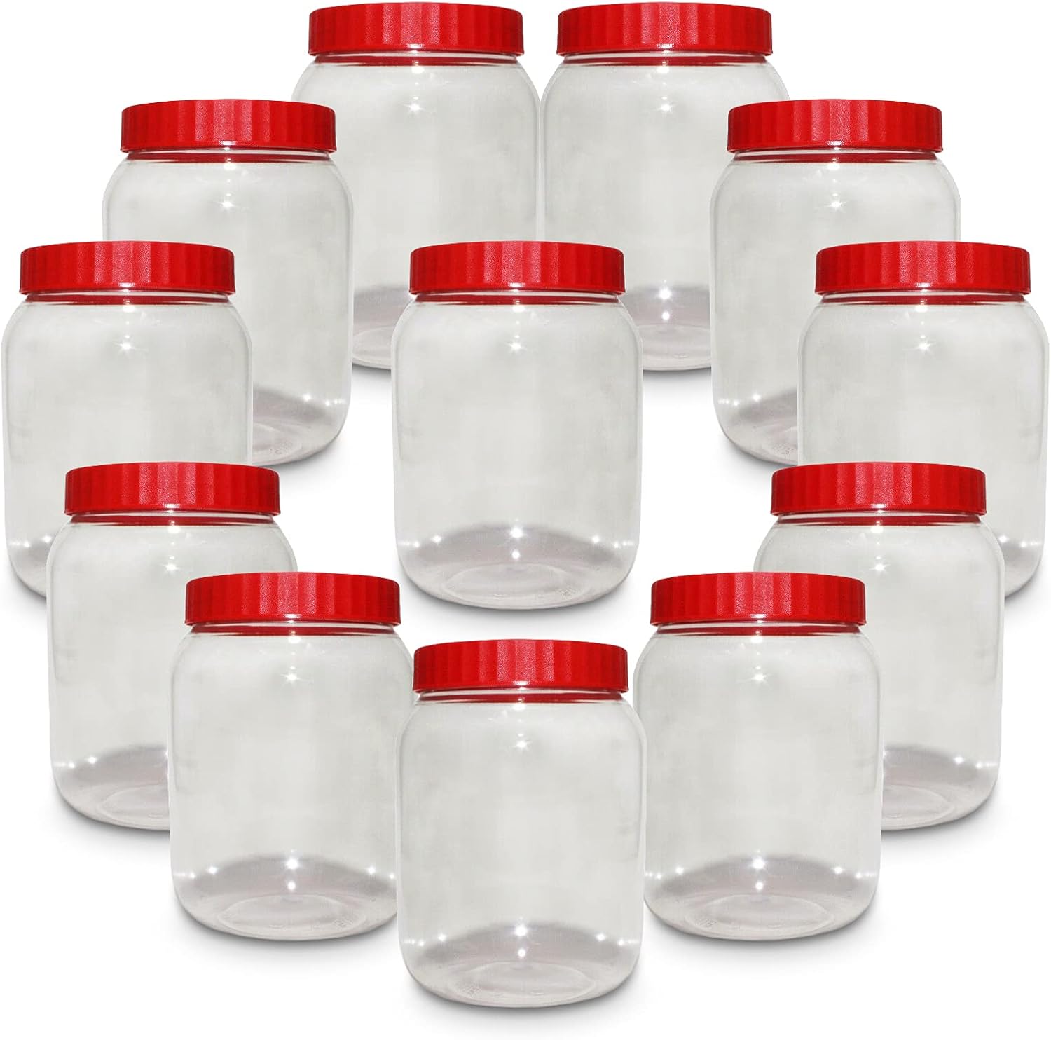 Plastic Storage Jar 1000ml with Screw Top Lids Airtight Food Storage