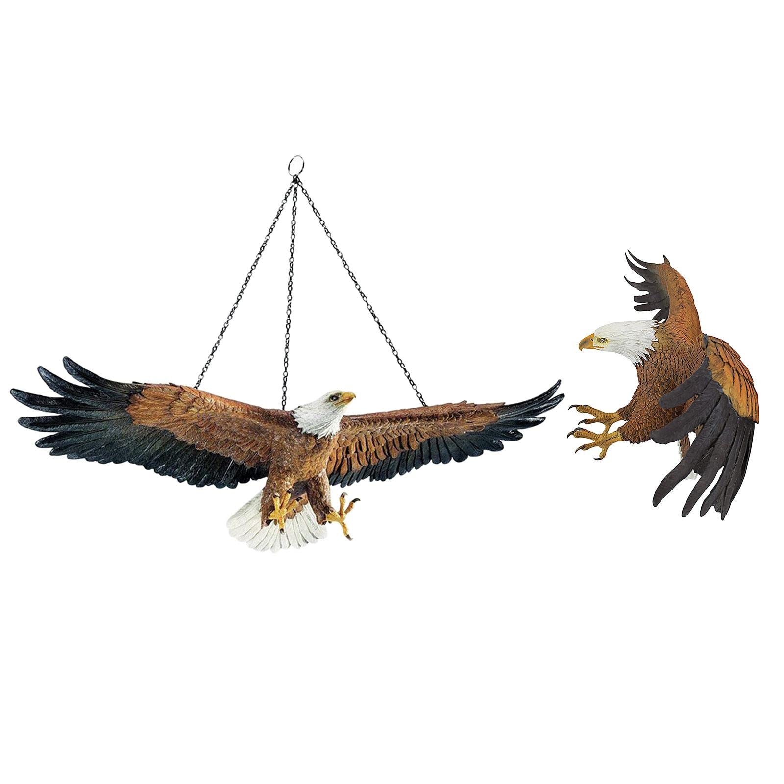 CALANDIS® Polyresin Eagle Flight of Freedom American Bald Eagle Hanging Bird Statue 22.5x10cm