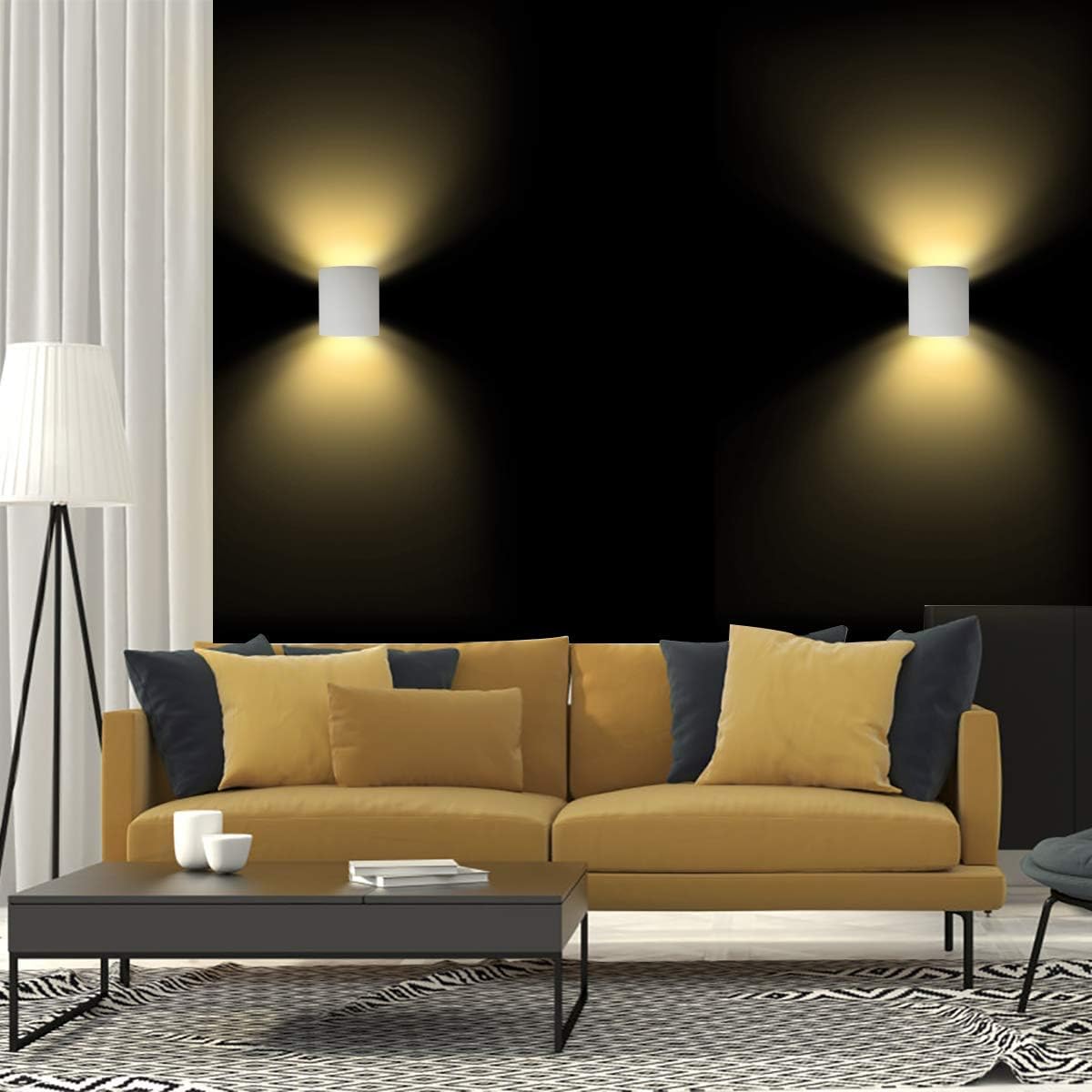 2 Piezas Aplique de Pared Interior en Yeso con G9 LED 3W Bombillas, Lámpara de Pared Moderna Blanco Cálido para Salón, Dormitorio, Escalera, Pasillo