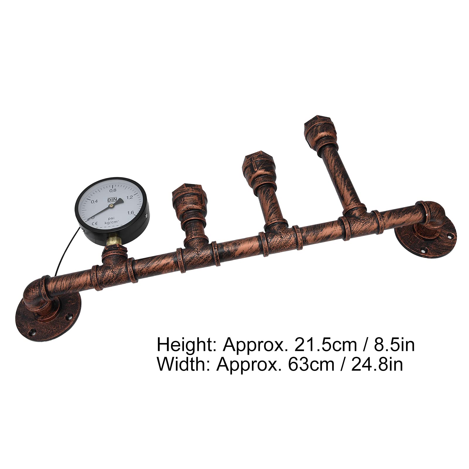 YUYTE Lampada da Parete in Ferro, Tubo a 3 Teste, Design retrò Steampunk con Attacco E27, Ideale per l'illuminazione di Casa, Bar e Ristoranti, 220 V