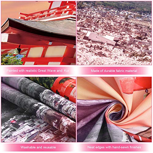 Japanische Wandbehang Wandteppich Asiatische Fuji Berg Tapisserie Japan Pagode Wanddekoration mit Kirschblüten Kunst Natur für Wohnzimmer Schlafzimmer Wanddekoration (59,1 x 51,2 Zoll)
