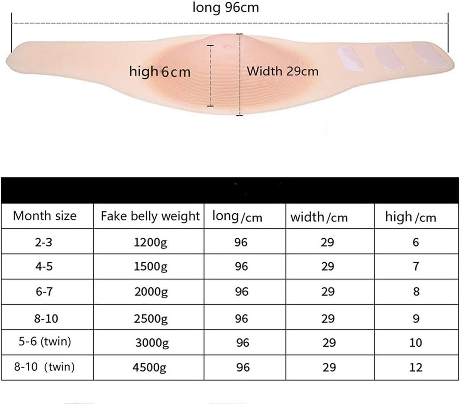 Falscher Schwangerschaftsbauch, Bauchstütze für falsche Schwangerschaft, realistischer künstlicher Schwangerschaftsbauch, 5 Monate