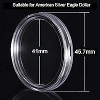 Vista 5 de 60 piezas de plata para coleccionistas de 1.598 in de plástico redondo plata monedas cápsulas cubiertas caja de almacenamiento para suministros