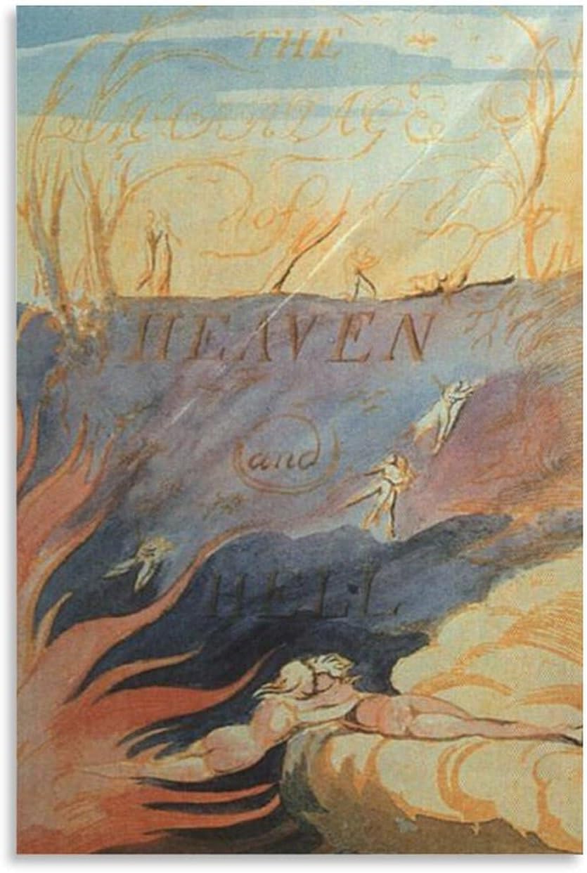 ZZYGGN GMGSW William Blake Posters《Heaven & Hell》Painting Abstract Wall Art Picture William Blake Canvas Prints for Living Room Home Decor 40x50cm Frameless