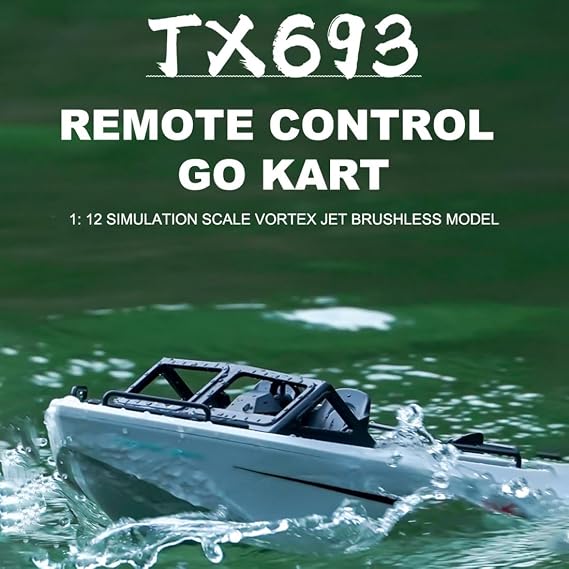 Mini RC Boat for Adults, 1:12 Scale 10 KM/H Electric Remote Control Jet Brushless Motor Speedboat Go-kart Boats Compact Waterproof Hobby Speedboat for Pool & Indoor Water Play