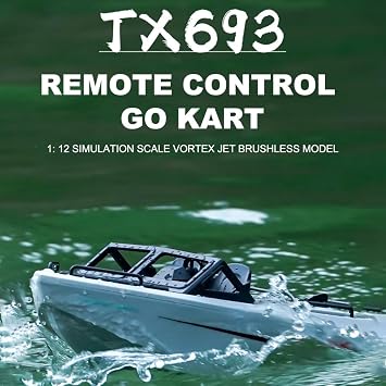 Mini RC Boat for Adults, 1:12 Scale 10 KM/H Electric Remote Control Jet Brushless Motor Speedboat Go-kart Boats Compact Waterproof Hobby Speedboat for Pool & Indoor Water Play