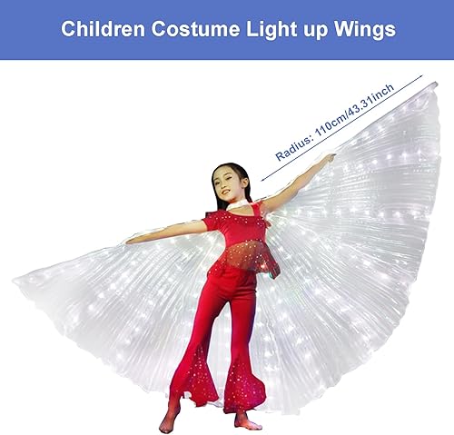 Miniatura 9 de Alas LED Isis - Alas de danza del vientre con palos, alas de mariposa LED resplandecientes para danza de ángel