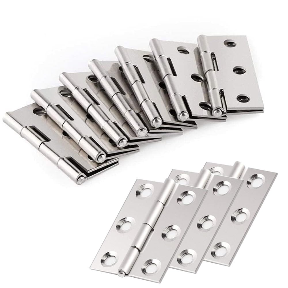 Door Hinges 10Pcs Stainless Steel Door Hinges with 6 Mounting Holes for Furniture Bookcase Window Cabinet Fitting