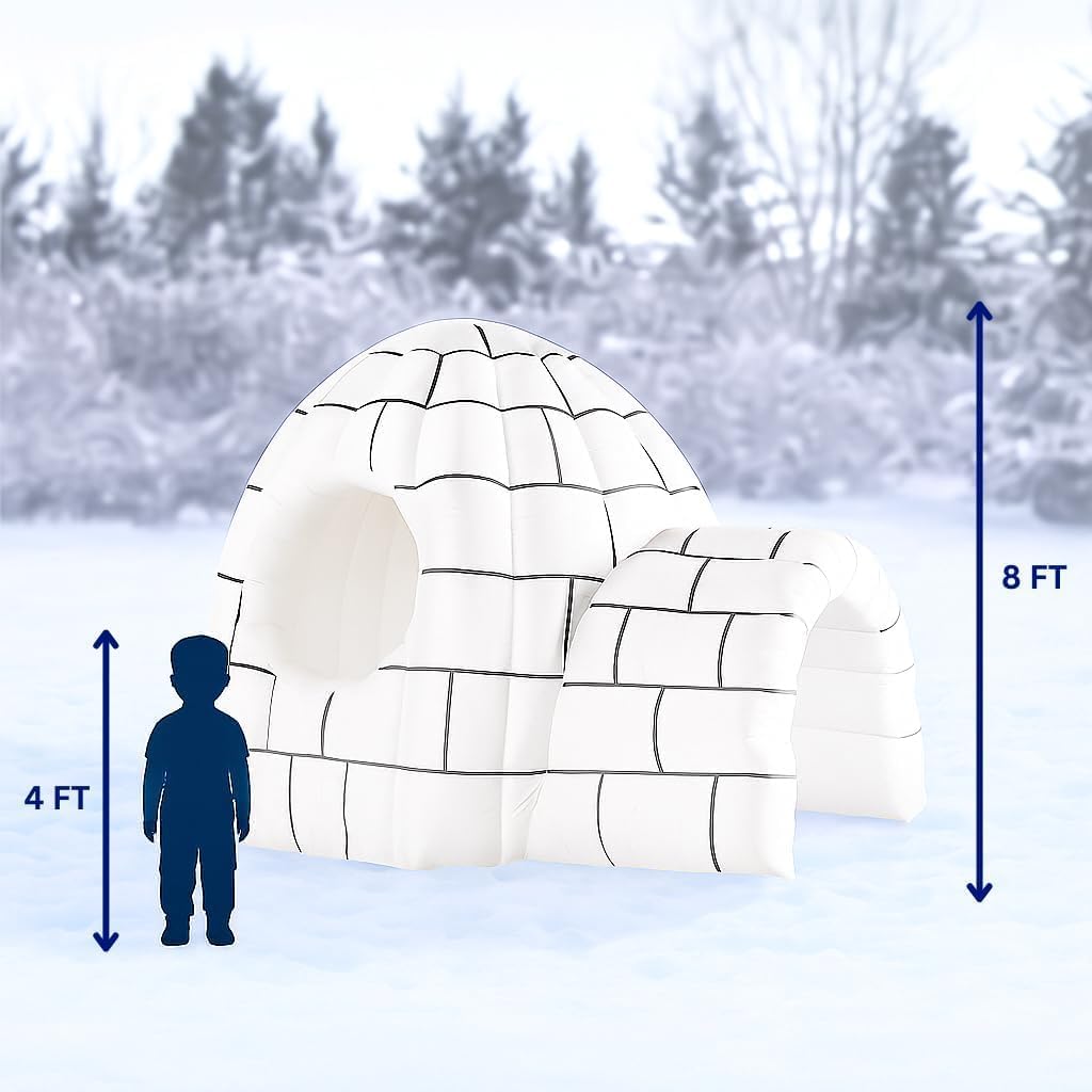8-Foot Inflatable Color-Changing Igloo with Built-in Disco Lightshow and Durable Weather-Resistant Fabric