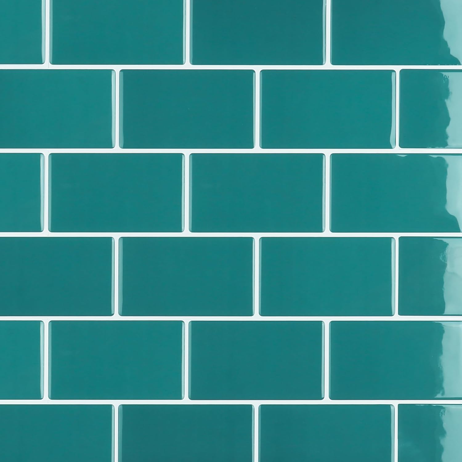 VaryPaper 12''x12'' 10 Sheets Kitchen Backsplash Tiles Peel and Stick Teal Blue Subway Tile Stick on Backsplash for Bathroom Laundry Room Waterproof Removable Vinyl Back Splash Sticky Tiles for Walls