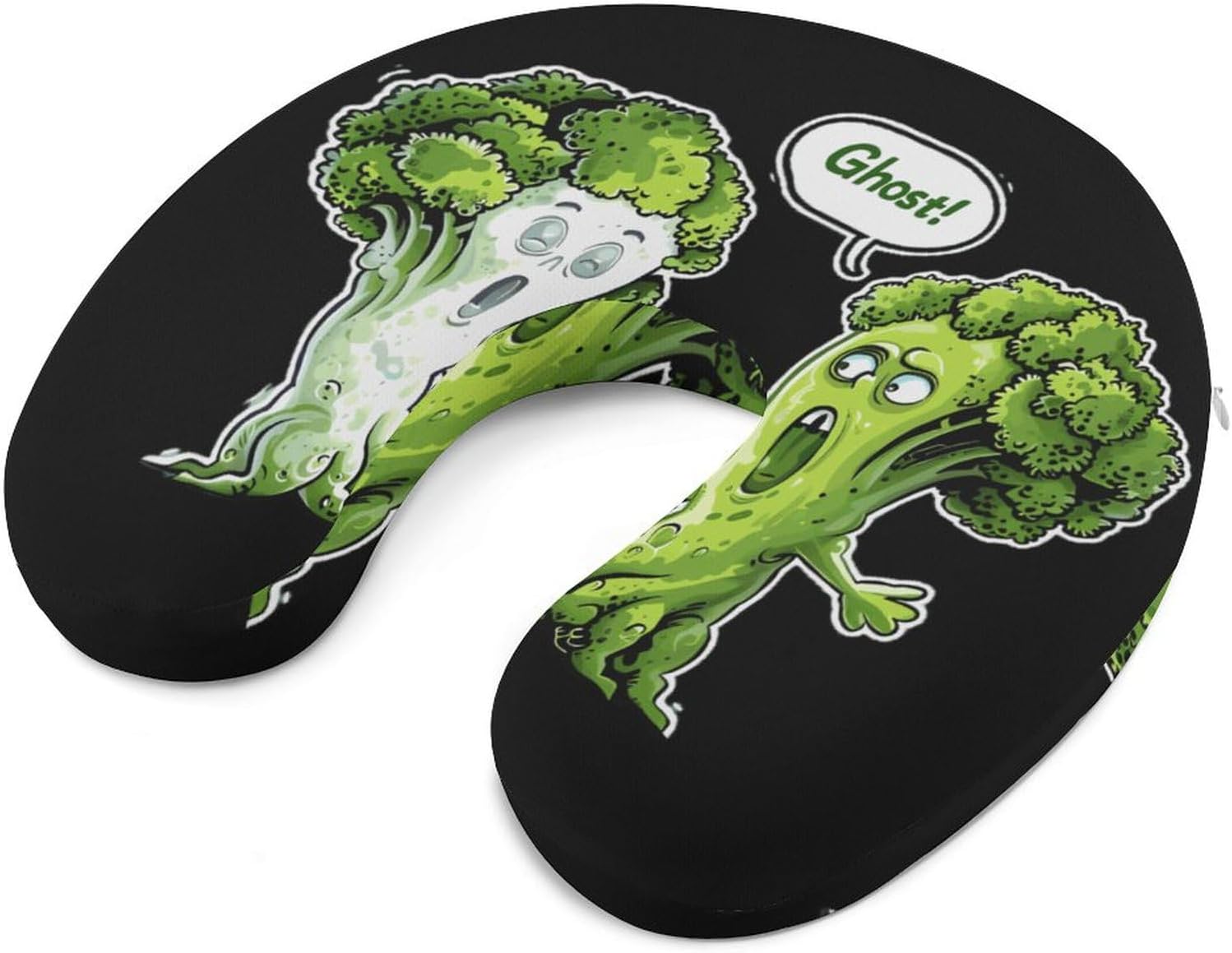 Funny Broccoli Cauliflower Ghost Funny Travel Pillow U Shaped Memory Foam Neck Pillows Portable for Flight Car Home Office