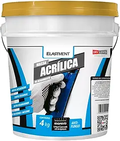 Massa Acrílica em Pó - Balde 4KG Fácil Aplicação Resistência a água blocos cerâmicos blocos cimentícios drywall