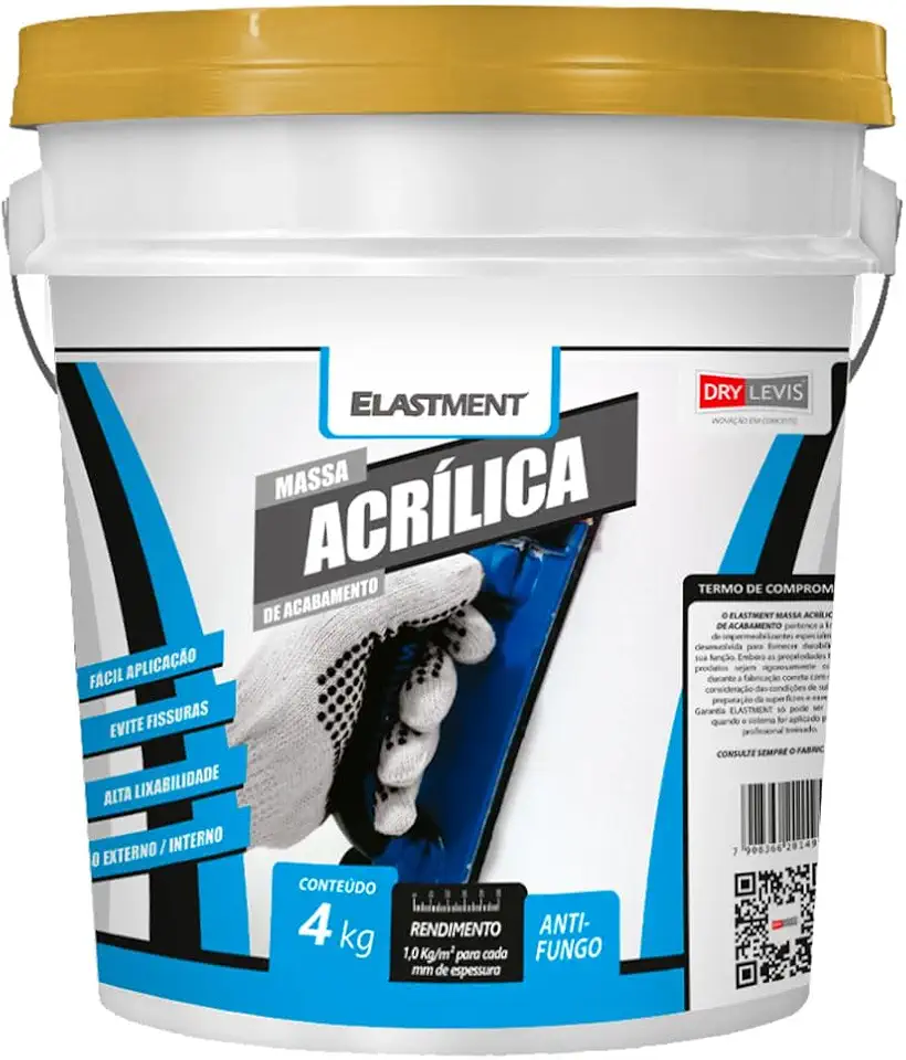 Massa Acrílica em Pó - Balde 4KG Fácil Aplicação Resistência a água blocos cerâmicos blocos cimentícios drywall
