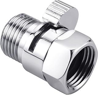 Shower Head Shut Off Valve, Arofa Brass Shower Flow Control Valve G1/2 Flow Pressure Regulator (Female and Male) Water Flow Restrictor for Handheld Shower, Bidet Sprayer, Chrome