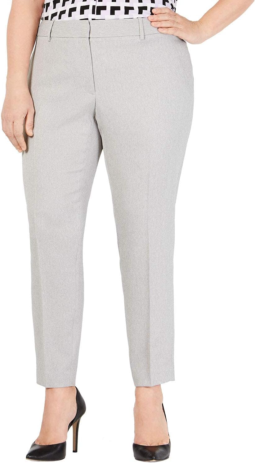 Calvin Klein Womens Plus Twill Slim Dress Pants Gray 22W