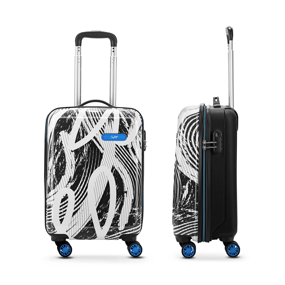 Stroke Cabin Hard Luggage (55 cm) | Printed Luggage Trolley with 8 Wheels and in-Built Combination Lock | Unisex-image-6