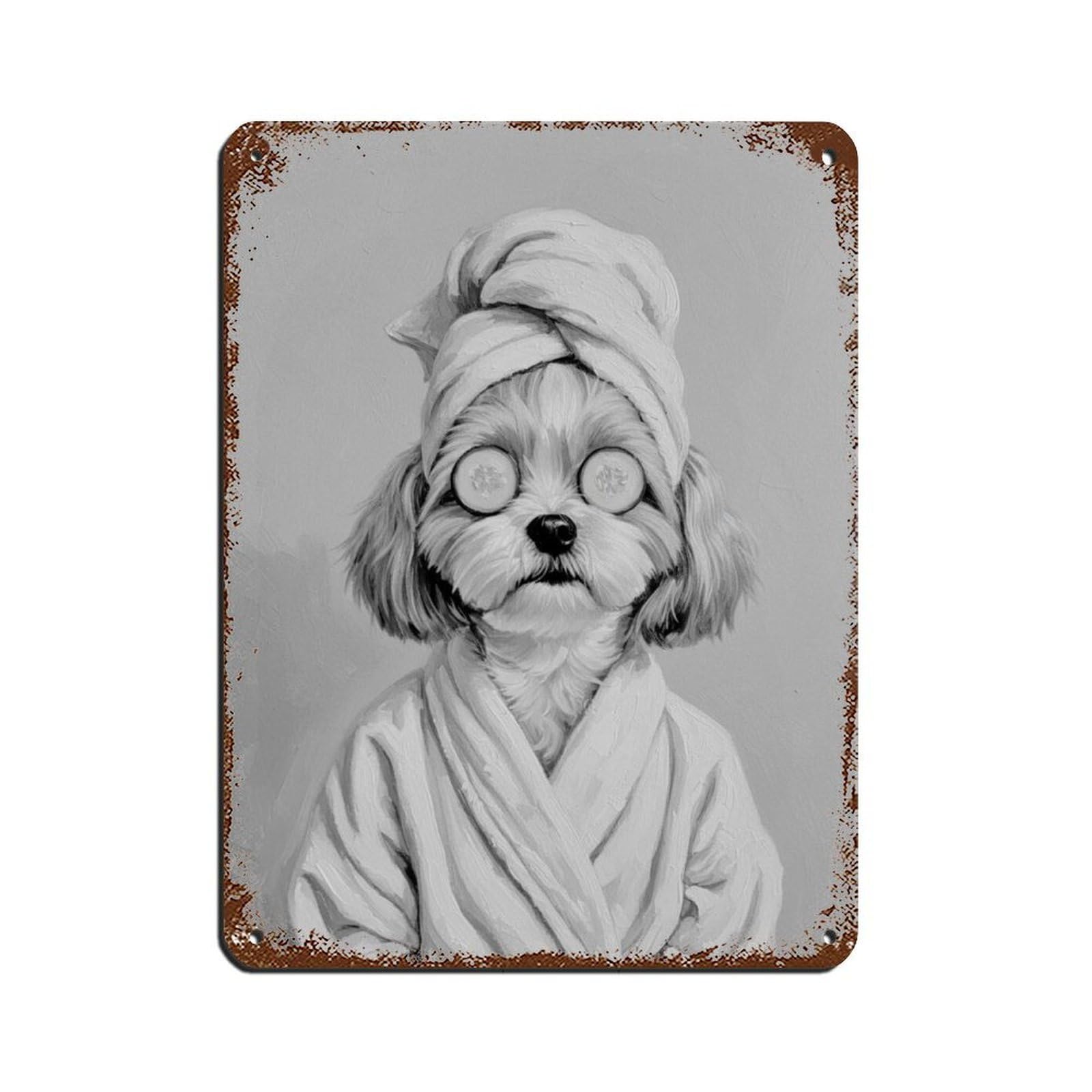Bathroom Spa, Lhasa Apso Art Retro Poster Metal Tin Sign Chic Art Retro Iron Painting Bar People Cave Cafe Family Garage Poster Wall Decoration 12x16inch(30x40cm)