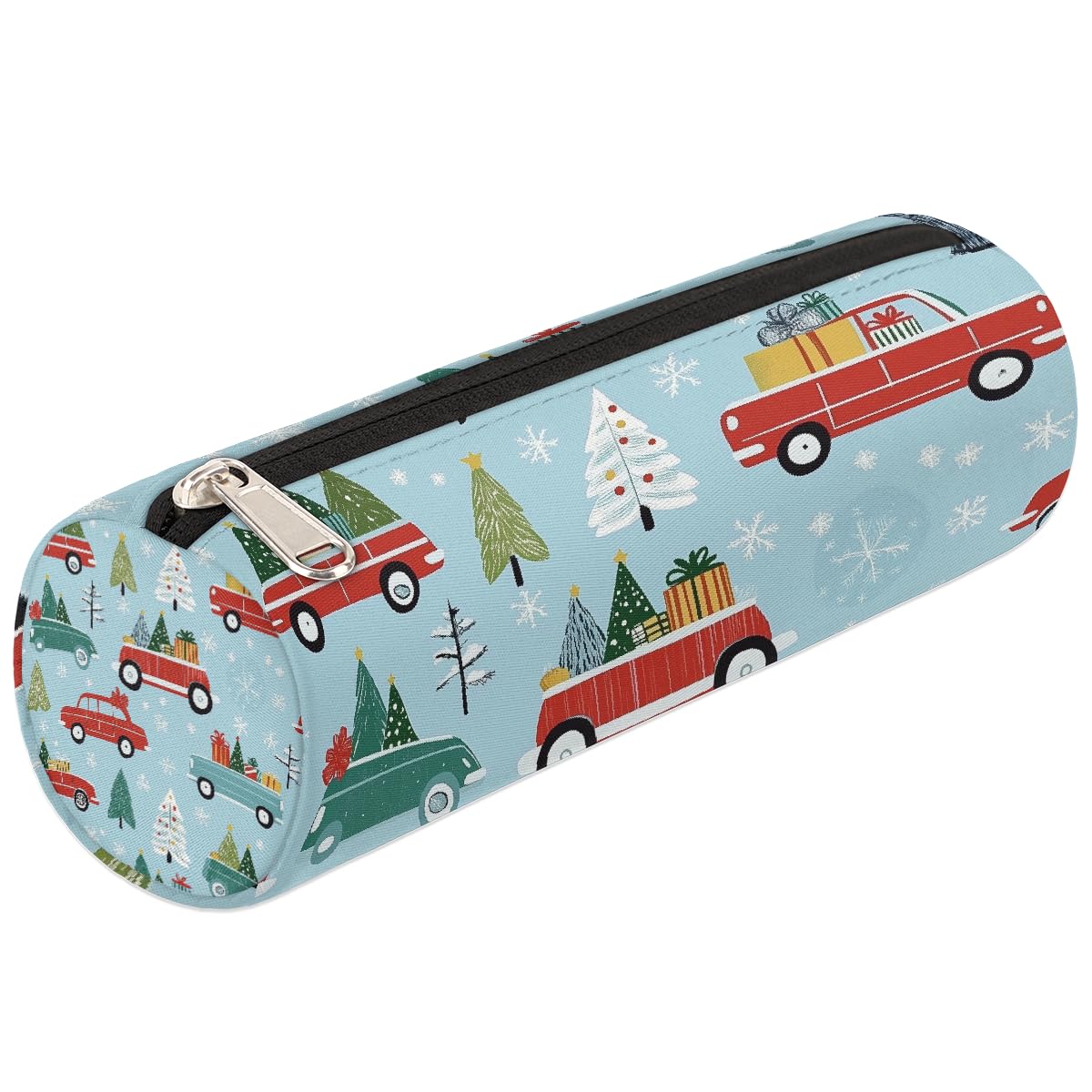 VQUVQV Small Pencil Case, Portable Pencil Bag Pen Pouch for Boys Girls Teens, School Stationary Organiser Supplies Makeup Brush Bag, Christmas Car Trees — image 1