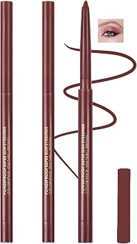 Waterproof Red Brown Eyeliner Pencil   Long-Lasting & Smudge-Proof, Highly Pigmented, Smooth Glide, Ultra-Fine Tip   Easy to Use, Ideal for Natural or Bold Eye Looks, Travel-Friendly