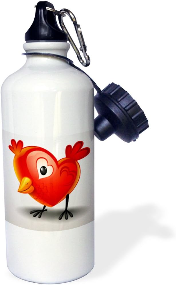 3dRose Adorable baby chick shaped like heart wings-Sports Water Bottle, 21oz , Multicolored