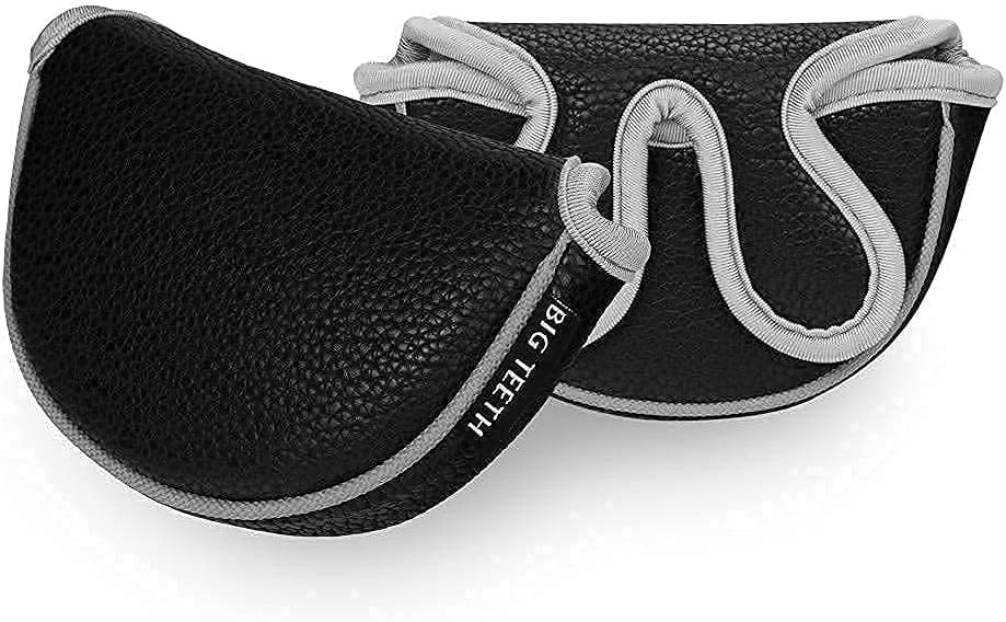 BIG TEETH Small Golf Putter Cover Half Mallet Mini Golf Headcover Club Head Protector Magnetic Closure, Center Shaf & Heel Shafted Putter Headcover for Scotty Cameron Taylormade Odyssey 2 Ball