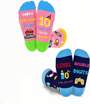 Shintrend 10 Year Old Birthday Gifts - Funny Socks for Boys and Girls, 10th Birthday Gift Idea Decorations