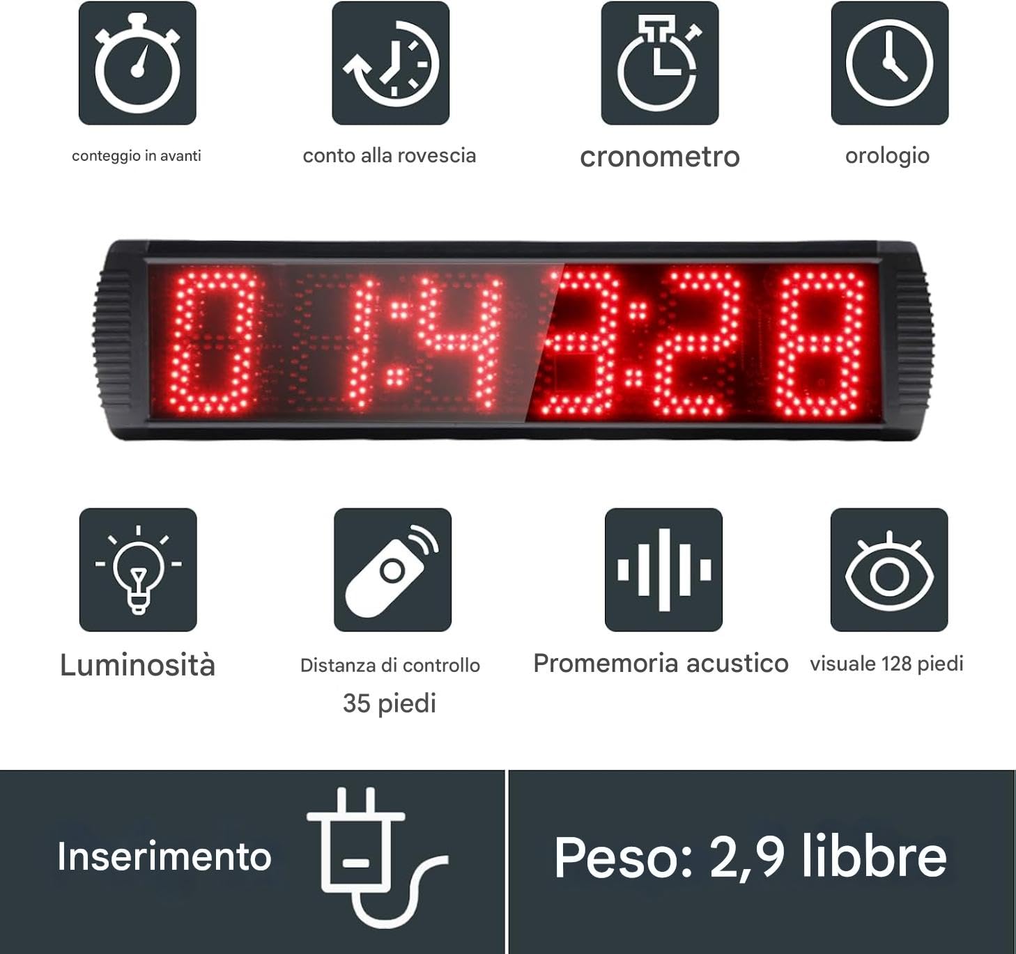 GANXIN - Orologio portatile da corsa a 6 cifre a LED, con treppiede, per eventi in corsa, conto alla rovescia, timer digitale, con telecomando