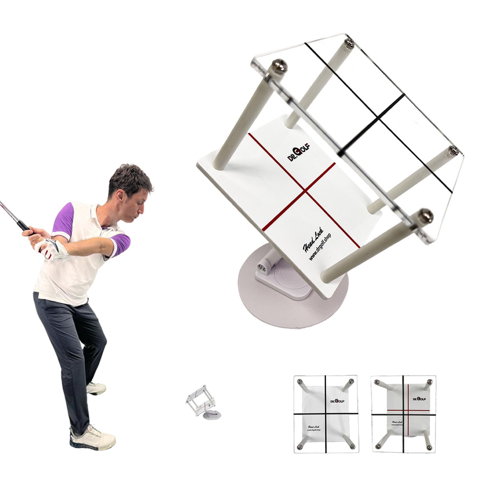 Dr.Golf Swing Training Aid Head Movement Claibrator Head Lock, Patented PGA Recommended